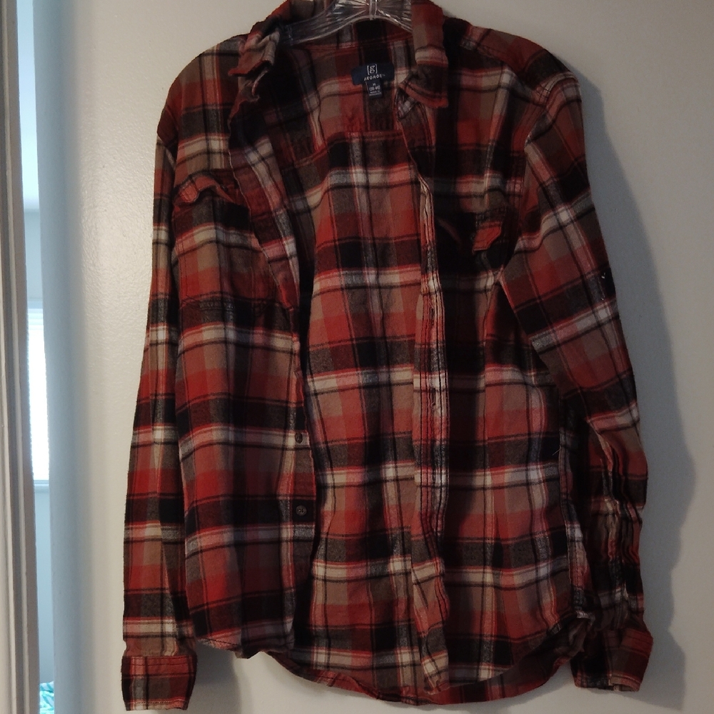 George Bold Orange and Black Checkered Shirt